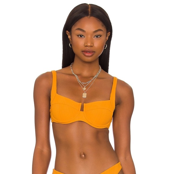 L*SPACE Camellia Bikini Top in Mango Size S - Picture 1 of 6